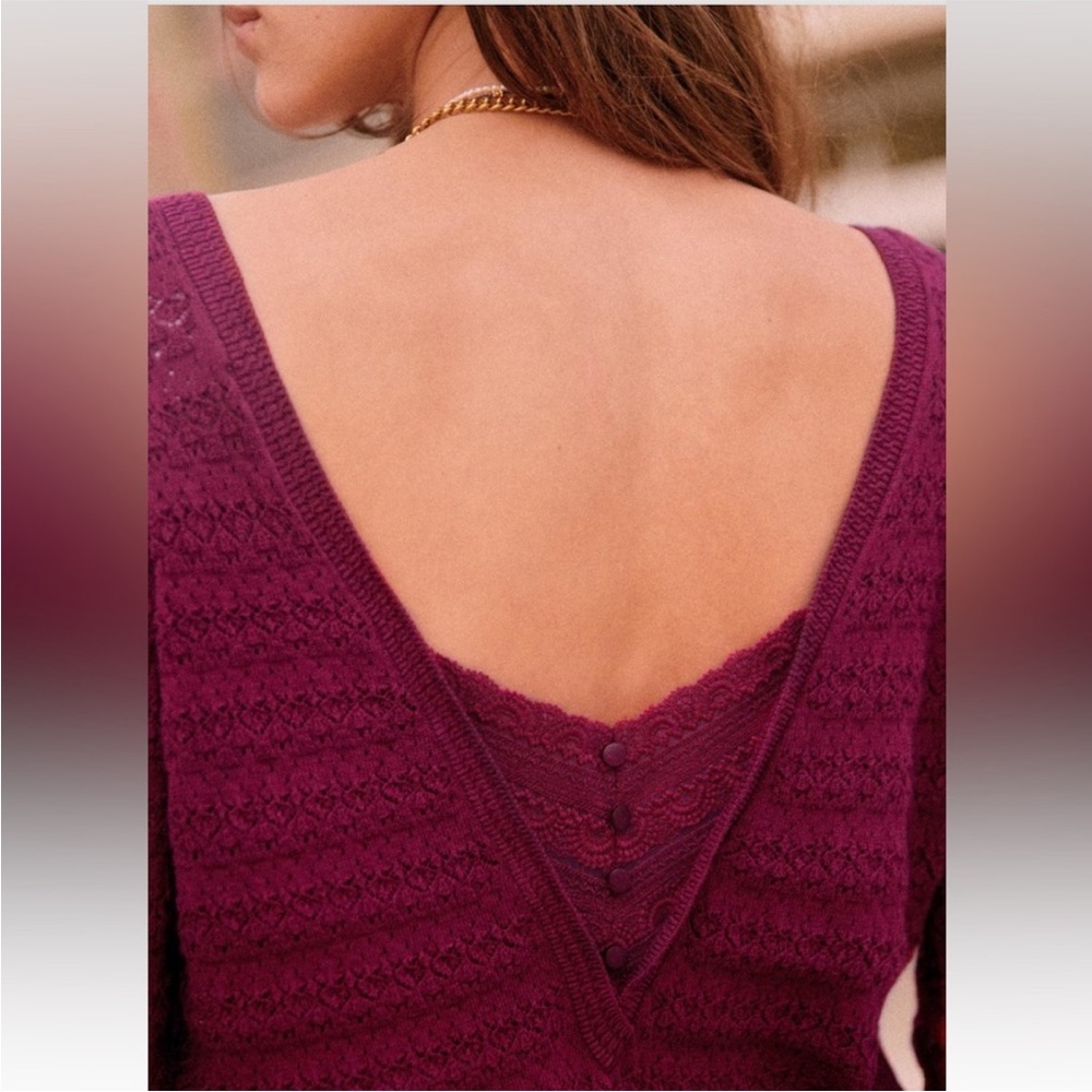Sezane Plum V-Neck Ribbed Sweater - Picture 8 of 8